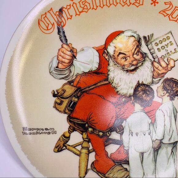 Norman Rockwell Making a List Christmas plate - Picture 4 of 9